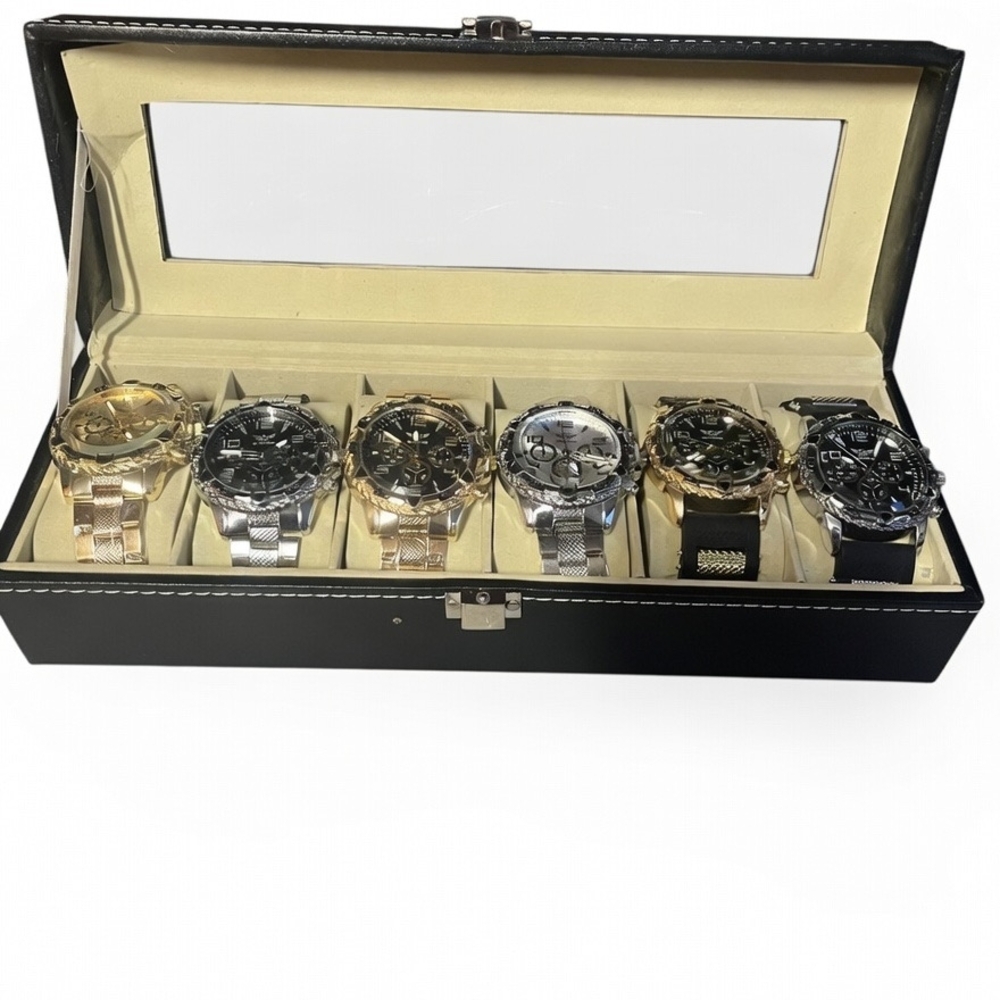 Six-Piece Men's Watch Set in Gold and Silver Tones